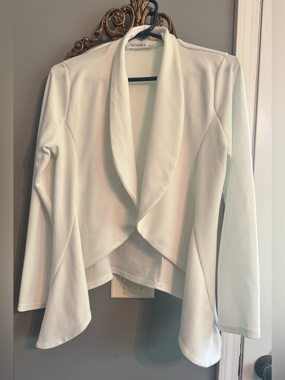 Double Ju Long Sleeve Open Cardigan Womens Size Medium White